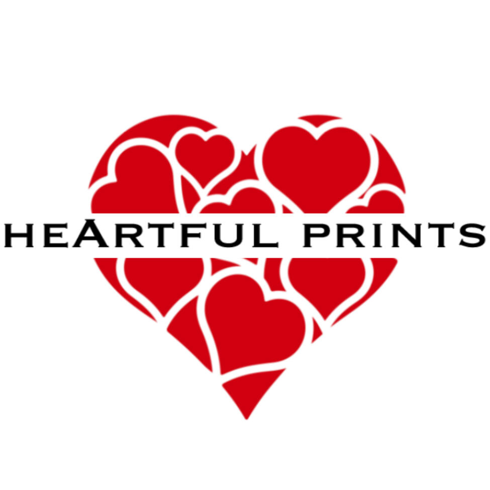 heArtfulPrints | Nature-Inspired Art | Vermont Artist Veronica de Saint Phalle heArtfulPrints logo - red heart mosaic design representing Vermont artist Veronica de Saint Phalle's brand